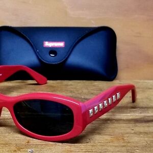 Supreme CORSO Red Sunglasses with Gold Accents